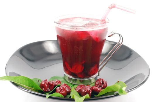Cold cherry juice studio shot