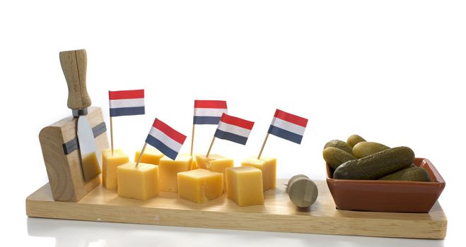 dutch flag on pieces of cheese