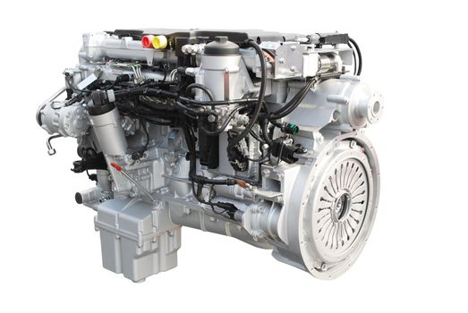 Truck engine isolated on white