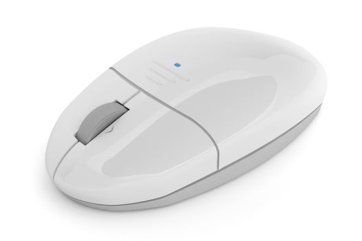 Wireless computer mouse on white background