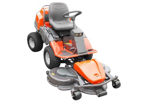 Big lawn mower isolated on white
