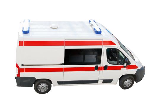 Ambulance emergency car top perspective isolated
