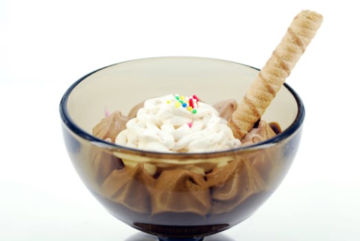 Ice cream with wafer close detail