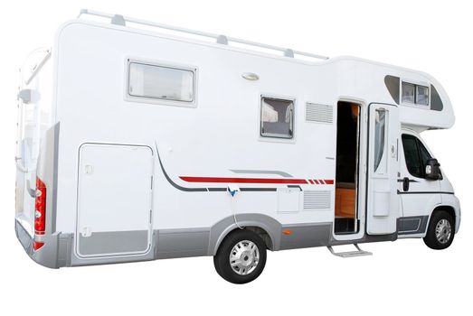 White rv truck isolated on white background