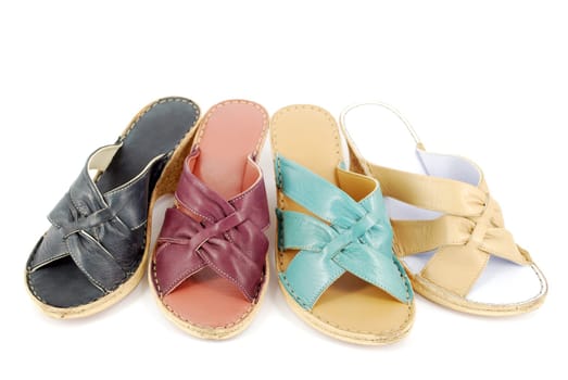 Woman summer sandal shoe on white