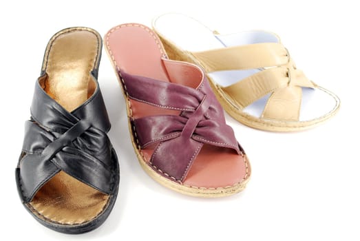 Woman new sandals studio shot