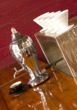 A Vintage Coffee maker still pours out the coffee