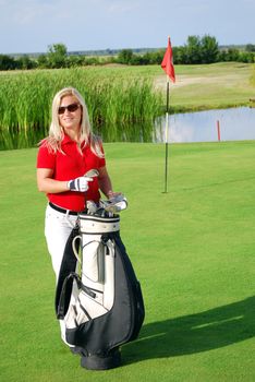 Beauty girl on golf field