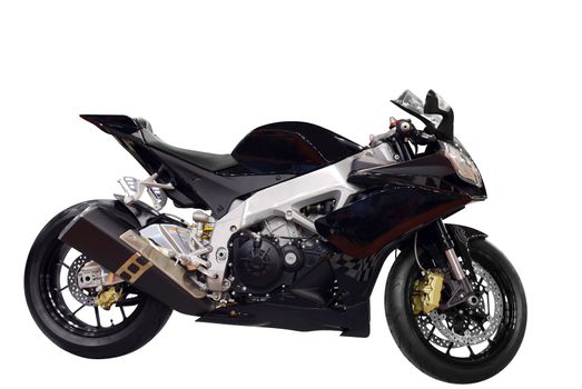 Racing black motorbike isolated on white