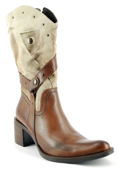 Woman leather cowboy boot on white
