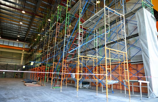 The scaffolding make for worker renovate building