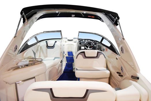 Luxury fast boat interior isolated on white