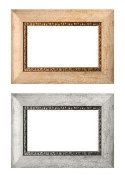 Empty picture frames isolated on white background