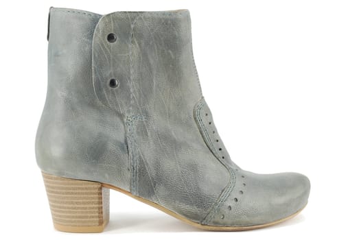 Woman grey short boot on white