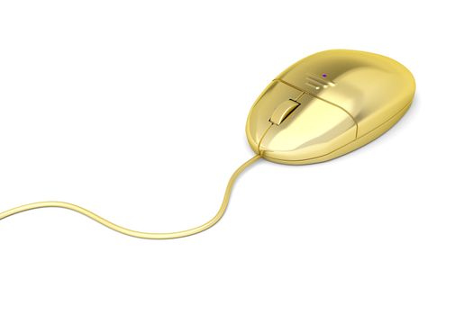 Golden computer mouse on white