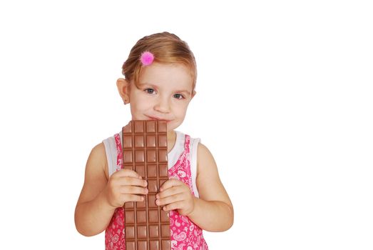 Beauty little girl with large chocolate