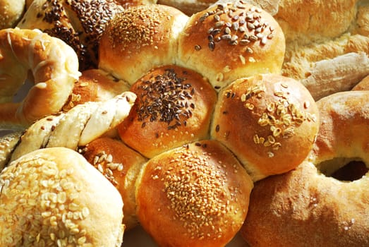Fresh brown breads and buns