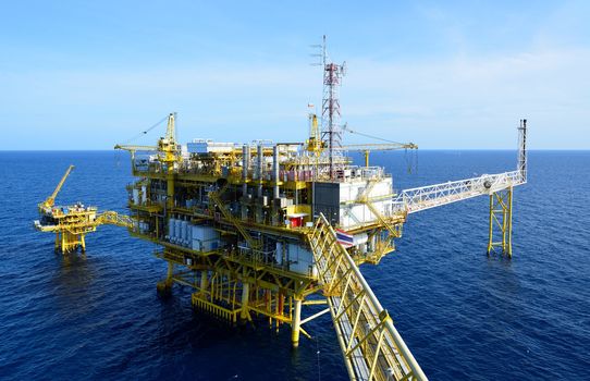 The oil rig in the gulf of Thailand.