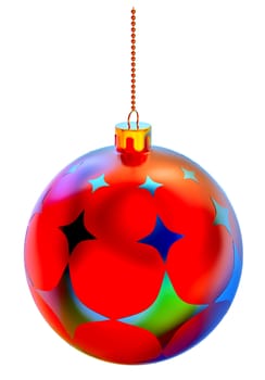 Christmas-tree ball with ornaments on white background