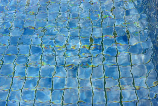 background made of a close-up of pool water reflect with light.