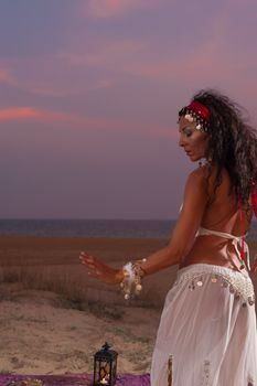 Expressive gesture on an oriental dancer