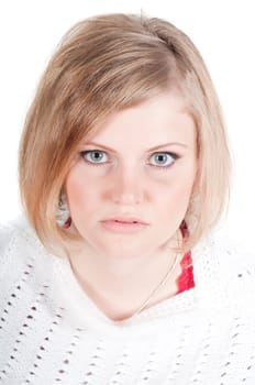 Portrait of beautiful blond isolated on white