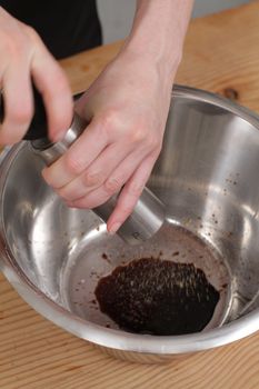 preparing of fresh home made salad sauce.