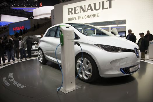 GENEVA, SWITZERLAND - MARCH 4, 2011 - Renault Zoe Preview Car is presented at the annual motor show in Geneva on March 4, 2011.