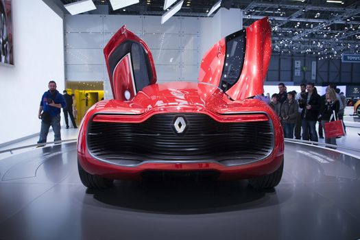 GENEVA, SWITZERLAND - MARCH 4, 2011 - Renault Dezir Concept car is presented at the annual motor show in Geneva on March 4, 2011.