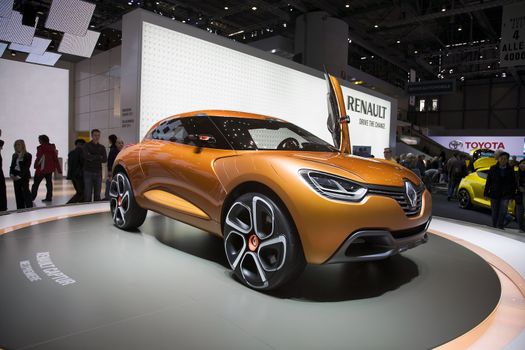 GENEVA, SWITZERLAND - MARCH 4, 2011 - Renault Captur Concept car is presented at the annual motor show in Geneva on March 4, 2011.