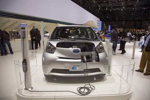 GENEVA, SWITZERLAND - MARCH 4, 2011 - Toyota EV Prototype is presented at the annual motor show in Geneva on March 4, 2011.