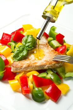 fried tuna fillet with pepper