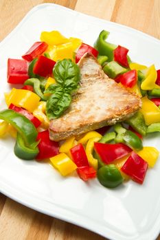 fried tuna fillet with pepper