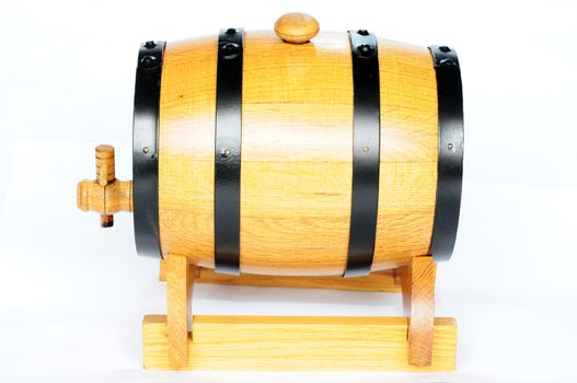 Wooden wine jar on a white background