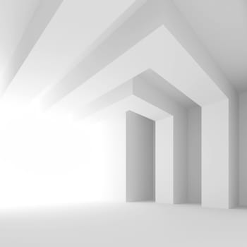 3d Illustration of White Futuristic Hall Background