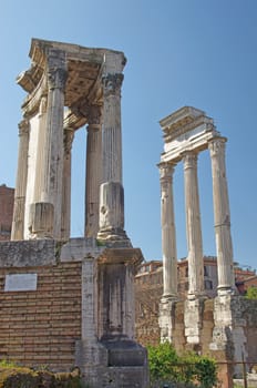 Roman forum in Rome (Temple of Vesta and Temple of Castor and Pollux)