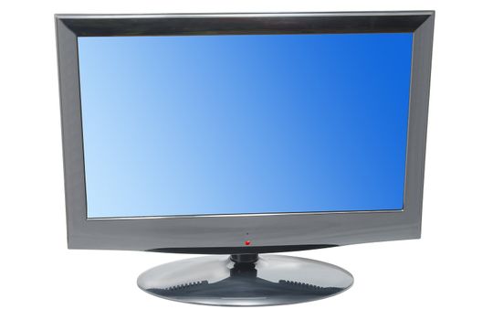Led TV with blue display isolated on a white background