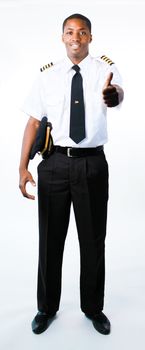 Full length photo of a youngbpilot