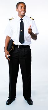 Full length photo of a youngbpilot