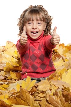 Portrait of a little girl posing on white background