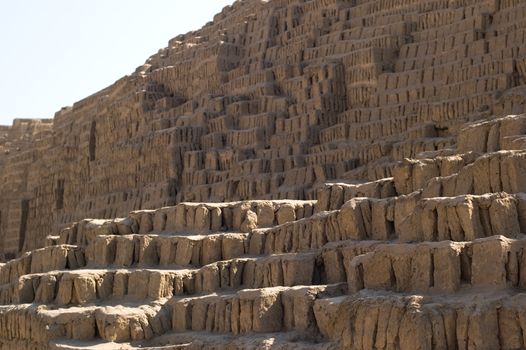 Steps of the adobe pyramid at Huaca Pucllana