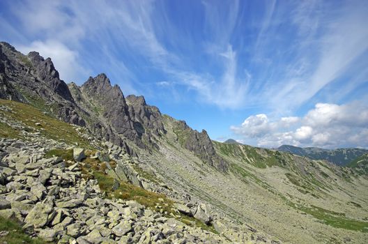 Alpine crest in Retezat National Park (Peleaga )