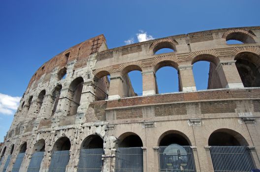 Colosseum ruin details in Rome, ancient amphitheatre