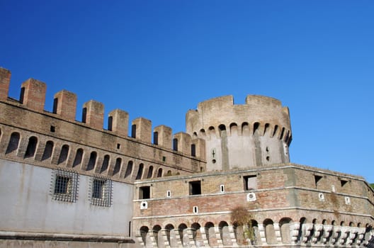 Ancient walls and tower for defending in Rome