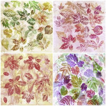 Abstract background, watercolor: leaves, hand painted on a paper