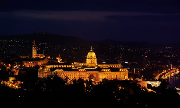 Royal Residence in Budapest, night view