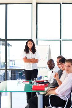 Brunette businesswoman giving a presentation