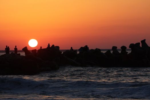 Red sunset on Black Sea