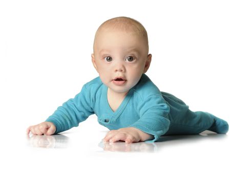 Beautiful baby boy in blue