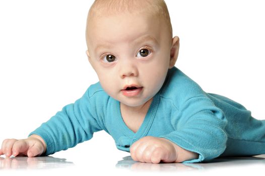 Beautiful baby boy in blue